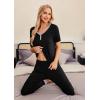 imageEkouaer Pajamas for Women Set 2 Piece Lounge Set Short Sleeve Pjs Joggers Long Pants Sleepwear with PocketsBlack