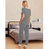 imageEkouaer Pajamas for Women Set 2 Piece Lounge Set Short Sleeve Pjs Joggers Long Pants Sleepwear with PocketsBlack Stripe