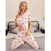 imageEkouaer Pajamas for Women Set 2 Piece Lounge Set Short Sleeve Pjs Joggers Long Pants Sleepwear with PocketsChampagne Teddy