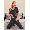 imageEkouaer Pajamas for Women Set 2 Piece Lounge Set Short Sleeve Pjs Joggers Long Pants Sleepwear with PocketsDark Gray