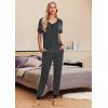 imageEkouaer Pajamas for Women Set 2 Piece Lounge Set Short Sleeve Pjs Joggers Long Pants Sleepwear with PocketsDark Gray