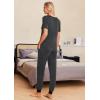 imageEkouaer Pajamas for Women Set 2 Piece Lounge Set Short Sleeve Pjs Joggers Long Pants Sleepwear with PocketsDark Gray