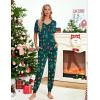 imageEkouaer Pajamas for Women Set 2 Piece Lounge Set Short Sleeve Pjs Joggers Long Pants Sleepwear with PocketsDark Green Christmas