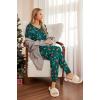 imageEkouaer Pajamas for Women Set 2 Piece Lounge Set Short Sleeve Pjs Joggers Long Pants Sleepwear with PocketsDark Green Christmas