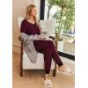 imageEkouaer Pajamas for Women Set 2 Piece Lounge Set Short Sleeve Pjs Joggers Long Pants Sleepwear with PocketsDark Red