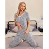 imageEkouaer Pajamas for Women Set 2 Piece Lounge Set Short Sleeve Pjs Joggers Long Pants Sleepwear with PocketsGery Coffee