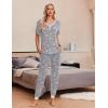 imageEkouaer Pajamas for Women Set 2 Piece Lounge Set Short Sleeve Pjs Joggers Long Pants Sleepwear with PocketsGery Coffee