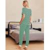 imageEkouaer Pajamas for Women Set 2 Piece Lounge Set Short Sleeve Pjs Joggers Long Pants Sleepwear with PocketsGreen Stripe