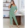 imageEkouaer Pajamas for Women Set 2 Piece Lounge Set Short Sleeve Pjs Joggers Long Pants Sleepwear with PocketsGreen Stripe