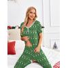 imageEkouaer Pajamas for Women Set 2 Piece Lounge Set Short Sleeve Pjs Joggers Long Pants Sleepwear with PocketsGreenteddy Christmas