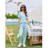 imageEkouaer Pajamas for Women Set 2 Piece Lounge Set Short Sleeve Pjs Joggers Long Pants Sleepwear with PocketsLight Blue
