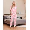 imageEkouaer Pajamas for Women Set 2 Piece Lounge Set Short Sleeve Pjs Joggers Long Pants Sleepwear with PocketsLight Purple Flower