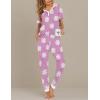imageEkouaer Pajamas for Women Set 2 Piece Lounge Set Short Sleeve Pjs Joggers Long Pants Sleepwear with PocketsLight Purple Flower