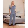 imageEkouaer Pajamas for Women Set 2 Piece Lounge Set Short Sleeve Pjs Joggers Long Pants Sleepwear with PocketsNavy Plaid
