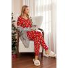 imageEkouaer Pajamas for Women Set 2 Piece Lounge Set Short Sleeve Pjs Joggers Long Pants Sleepwear with PocketsRed Christmas