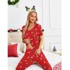 imageEkouaer Pajamas for Women Set 2 Piece Lounge Set Short Sleeve Pjs Joggers Long Pants Sleepwear with PocketsRed Deer Christmas