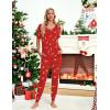 imageEkouaer Pajamas for Women Set 2 Piece Lounge Set Short Sleeve Pjs Joggers Long Pants Sleepwear with PocketsRed Deer Christmas