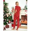 imageEkouaer Pajamas for Women Set 2 Piece Lounge Set Short Sleeve Pjs Joggers Long Pants Sleepwear with PocketsRed Deer Christmas