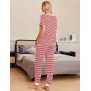 imageEkouaer Pajamas for Women Set 2 Piece Lounge Set Short Sleeve Pjs Joggers Long Pants Sleepwear with PocketsRed Stripe