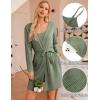 imageEkouaer Pajamas for Women Set 3 Piece Lounge Set Soft Pajama Sets Waffle Knit Tank Top and Shorts Cardigan with Pockets SXXLArmy Green