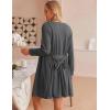 imageEkouaer Pajamas for Women Set 3 Piece Lounge Set Soft Pajama Sets Waffle Knit Tank Top and Shorts Cardigan with Pockets SXXLGrey