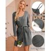 imageEkouaer Pajamas for Women Set 3 Piece Lounge Set Soft Pajama Sets Waffle Knit Tank Top and Shorts Cardigan with Pockets SXXLGrey