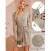 imageEkouaer Pajamas for Women Set 3 Piece Lounge Set Soft Pajama Sets Waffle Knit Tank Top and Shorts Cardigan with Pockets SXXLKhaki