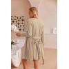 imageEkouaer Pajamas for Women Set 3 Piece Lounge Set Soft Pajama Sets Waffle Knit Tank Top and Shorts Cardigan with Pockets SXXLKhaki