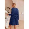 imageEkouaer Pajamas for Women Set 3 Piece Lounge Set Soft Pajama Sets Waffle Knit Tank Top and Shorts Cardigan with Pockets SXXLNavy Blue