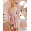 imageEkouaer Pajamas for Women Set 3 Piece Lounge Set Soft Pajama Sets Waffle Knit Tank Top and Shorts Cardigan with Pockets SXXLPink
