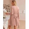imageEkouaer Pajamas for Women Set 3 Piece Lounge Set Soft Pajama Sets Waffle Knit Tank Top and Shorts Cardigan with Pockets SXXLPink