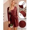 imageEkouaer Pajamas for Women Set 3 Piece Lounge Set Soft Pajama Sets Waffle Knit Tank Top and Shorts Cardigan with Pockets SXXLWine Red