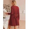 imageEkouaer Pajamas for Women Set 3 Piece Lounge Set Soft Pajama Sets Waffle Knit Tank Top and Shorts Cardigan with Pockets SXXLWine Red