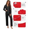 imageEkouaer Pajamas for Women Set Button Down Pj Long Sleeve Shirt and Pants Lounge Sets Fall Sleepwear with PocketsBlack