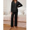 imageEkouaer Pajamas for Women Set Button Down Pj Long Sleeve Shirt and Pants Lounge Sets Fall Sleepwear with PocketsBlack