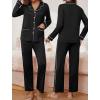 imageEkouaer Pajamas for Women Set Button Down Pj Long Sleeve Shirt and Pants Lounge Sets Fall Sleepwear with PocketsBlack