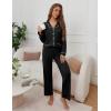 imageEkouaer Pajamas for Women Set Button Down Pj Long Sleeve Shirt and Pants Lounge Sets Fall Sleepwear with PocketsBlack