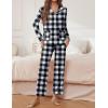 imageEkouaer Pajamas for Women Set Button Down Pj Long Sleeve Shirt and Pants Lounge Sets Fall Sleepwear with PocketsBlack Plaid