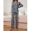 imageEkouaer Pajamas for Women Set Button Down Pj Long Sleeve Shirt and Pants Lounge Sets Fall Sleepwear with PocketsBlack Plaid