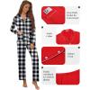 imageEkouaer Pajamas for Women Set Button Down Pj Long Sleeve Shirt and Pants Lounge Sets Fall Sleepwear with PocketsBlack Plaid