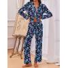 imageEkouaer Pajamas for Women Set Button Down Pj Long Sleeve Shirt and Pants Lounge Sets Fall Sleepwear with PocketsBlack Skull Floral