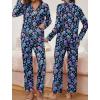 imageEkouaer Pajamas for Women Set Button Down Pj Long Sleeve Shirt and Pants Lounge Sets Fall Sleepwear with PocketsBlack Skull Floral