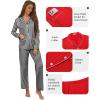 imageEkouaer Pajamas for Women Set Button Down Pj Long Sleeve Shirt and Pants Lounge Sets Fall Sleepwear with PocketsBlack Striped