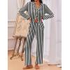 imageEkouaer Pajamas for Women Set Button Down Pj Long Sleeve Shirt and Pants Lounge Sets Fall Sleepwear with PocketsBlack Striped