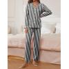 imageEkouaer Pajamas for Women Set Button Down Pj Long Sleeve Shirt and Pants Lounge Sets Fall Sleepwear with PocketsBlack Striped
