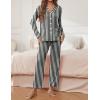 imageEkouaer Pajamas for Women Set Button Down Pj Long Sleeve Shirt and Pants Lounge Sets Fall Sleepwear with PocketsBlack Striped