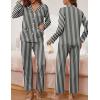 imageEkouaer Pajamas for Women Set Button Down Pj Long Sleeve Shirt and Pants Lounge Sets Fall Sleepwear with PocketsBlack Striped