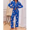 imageEkouaer Pajamas for Women Set Button Down Pj Long Sleeve Shirt and Pants Lounge Sets Fall Sleepwear with PocketsBlue Snowman
