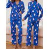 imageEkouaer Pajamas for Women Set Button Down Pj Long Sleeve Shirt and Pants Lounge Sets Fall Sleepwear with PocketsBlue Snowman