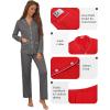 imageEkouaer Pajamas for Women Set Button Down Pj Long Sleeve Shirt and Pants Lounge Sets Fall Sleepwear with PocketsDark Heather Grey